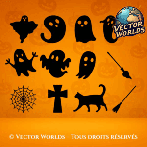 Silhouettes Effrayantes – 30 Fichiers SVG Halloween 🕸️