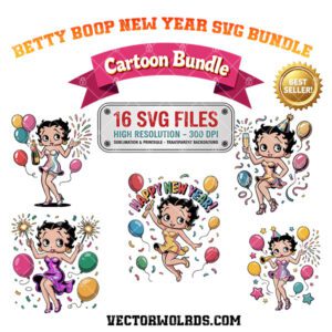 16 Betty Boop New Year SVG Bundle SVG, PNG, EPS, AI