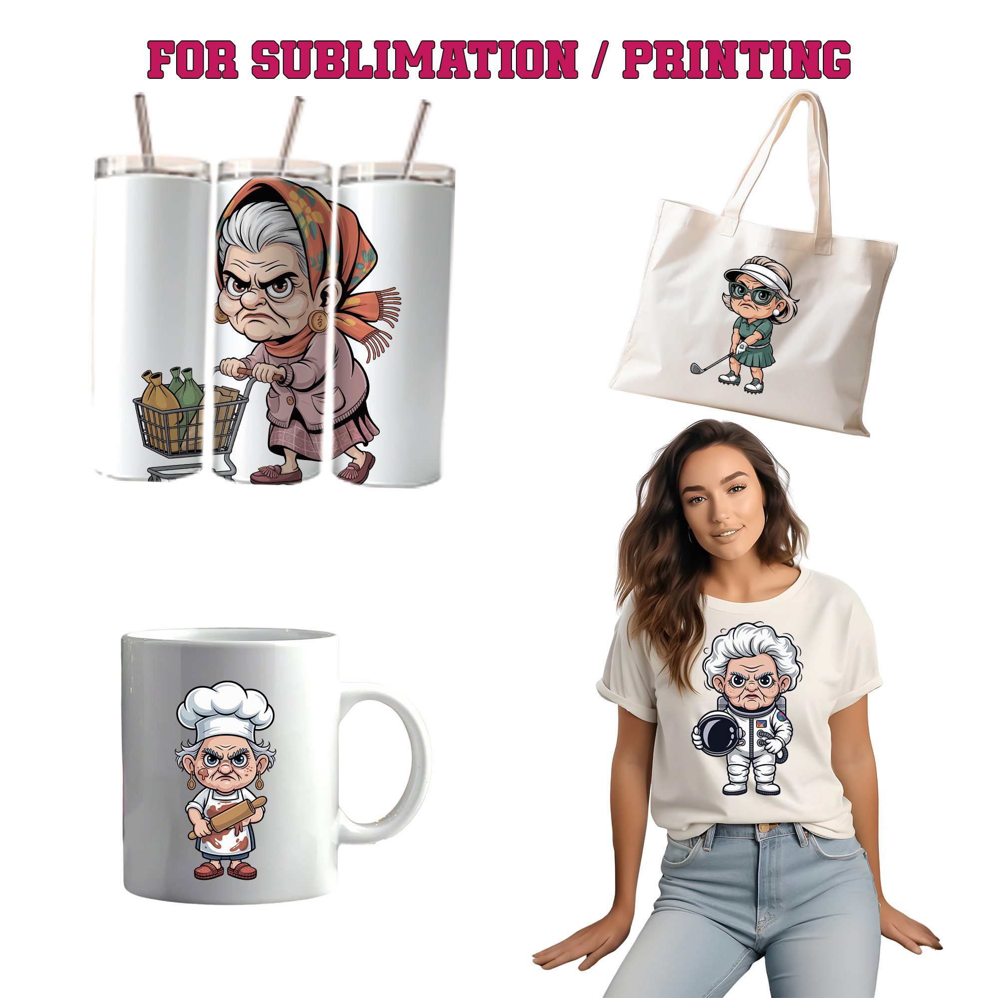 16 Funy Granny Bundle SVG, PNG, EPS, AI – Image 3