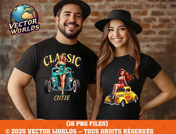 16 Sexy 1950s Pin Up Hot Rod Girls PNG Bundle – Image 5
