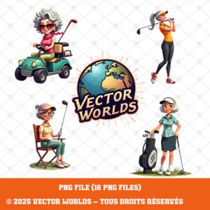 16 Golf Senior Cartoon Bundle PNG