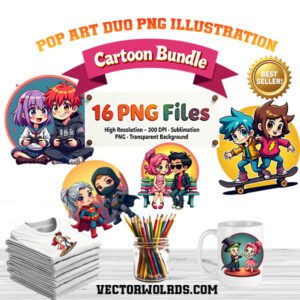 16 Pop Art Duo Vector Bundle