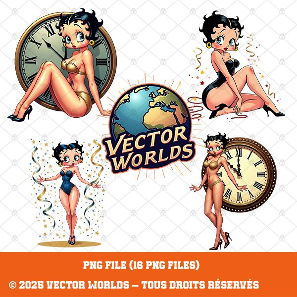 16 Betty Boop Sexy New Year Pop Art PNG – Image 3