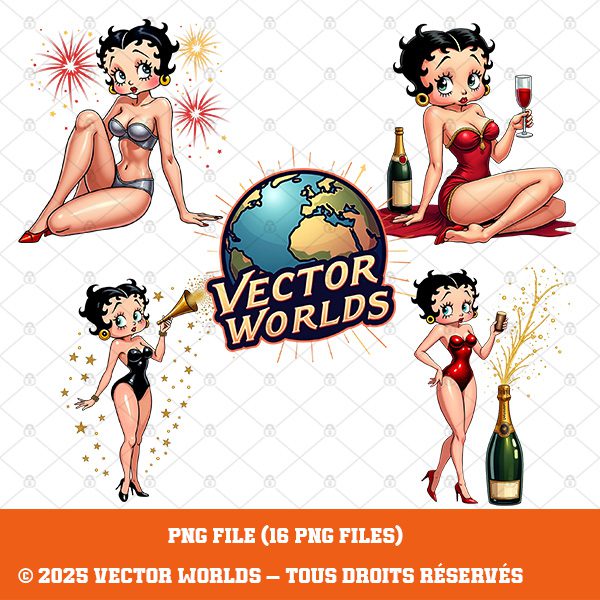 16 Betty Boop Sexy New Year Pop Art PNG – Image 4