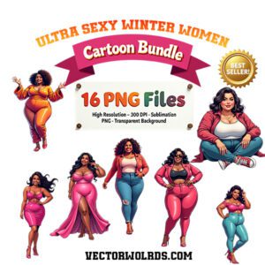 16 Body Positive Plus Size Women Bundle Pop Art PNG