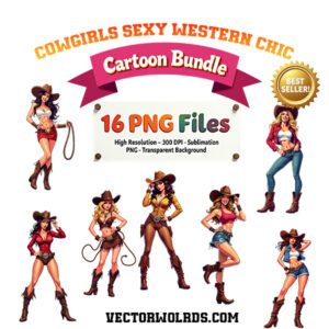 16 Sexy Cowgirl Bundle Pop Art PNG
