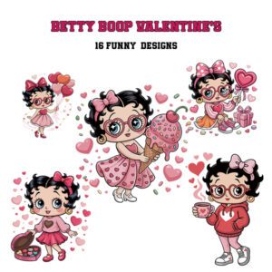 16 Betty Boop Valentine's Bundle SVG, PNG, EPS, AI