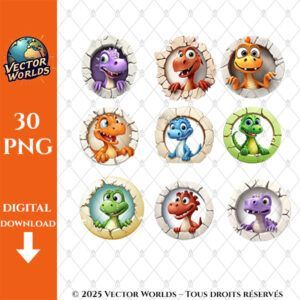 30 Baby Dinosaurs Stickers - Archivos PNG | Mundos Vectoriales