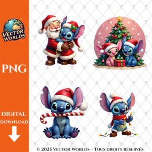 Noël Stitch – 16 Fichiers PNG | Vector Worlds