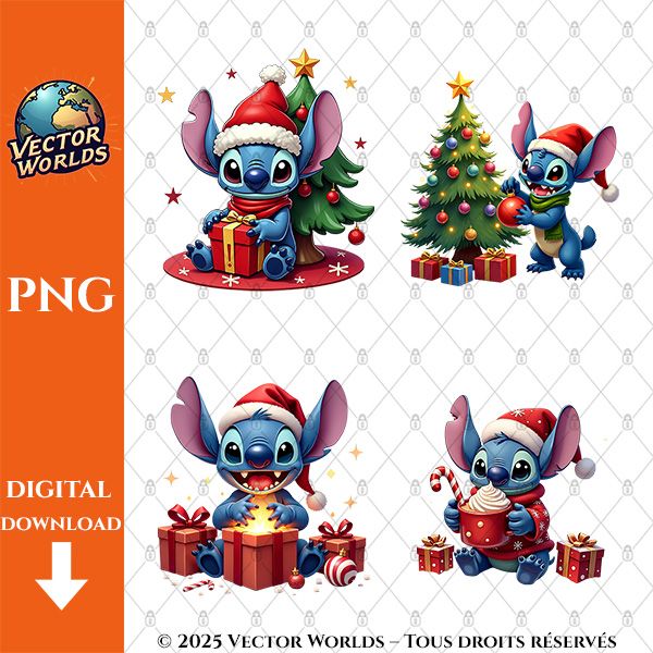 Noël Stitch – 16 Fichiers PNG | Vector Worlds – Image 2