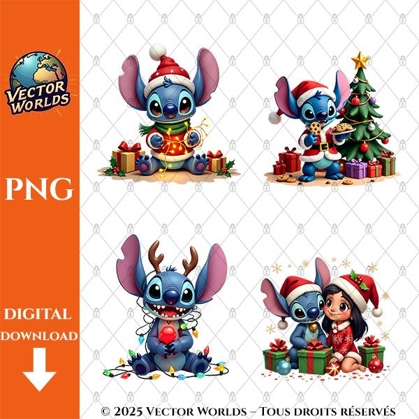 Noël Stitch – 16 Fichiers PNG | Vector Worlds – Image 4