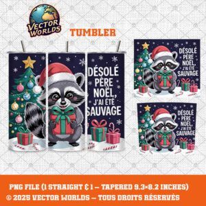 Désolé père noël j'ai été sauvage - TUMBLER PNG - Vector Worlds