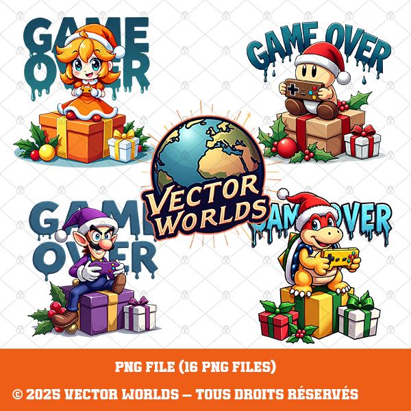 16 Christmas Gamer Characters PNG Bundle V1 – 16 Fichiers PNG | Vector Worlds – Image 3