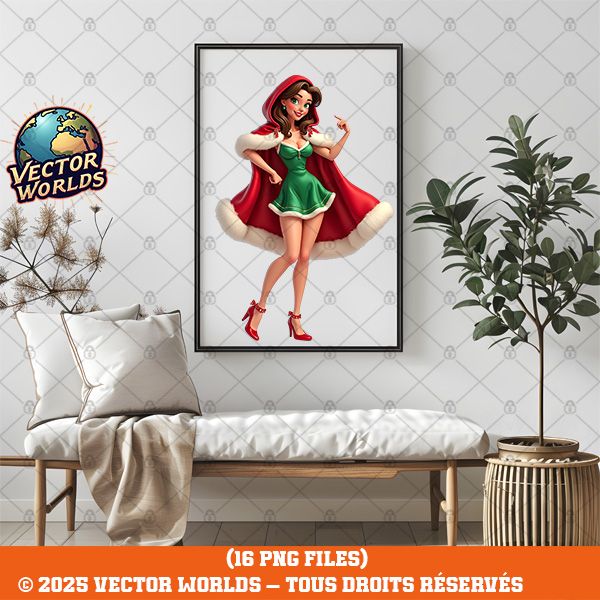 16 Christmas Pin-Up Girl PNG Bundle V1 – 16 Fichiers PNG | Vector Worlds – Image 3