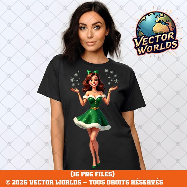 16 Christmas Pin-Up Girl PNG Bundle V1 – 16 Fichiers PNG | Vector Worlds – Image 5