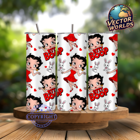 Premium Betty Boop Animated Tumbler Wrap PNG – 20oz Skinny