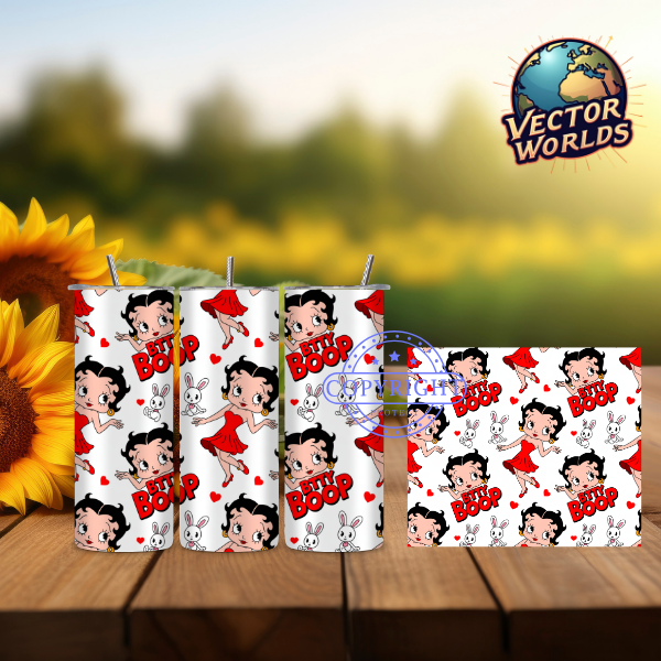 Premium Betty Boop Animated Tumbler Wrap PNG – 20oz Skinny - Image 2