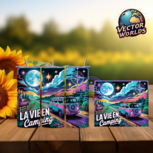 Premium La vie en camping Tumbler Wrap PNG – 20oz Skinny