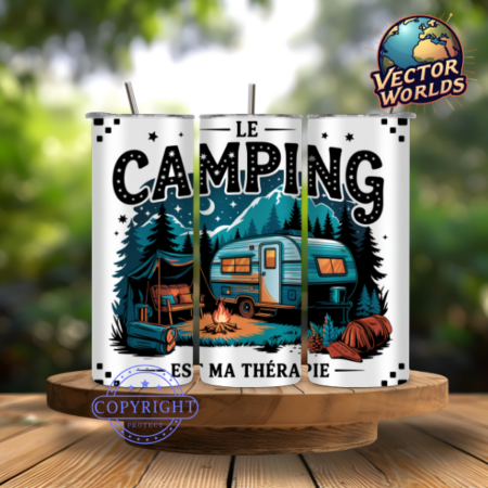 Premium Le camping est ma thérapie Tumbler Wrap PNG – 20oz Skinny