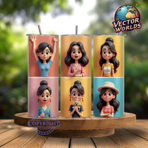 Premium 3D animation Tumbler Wrap PNG – 20oz Skinny