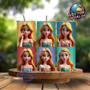 Premium 3D animation Tumbler Wrap PNG – 20oz Skinny