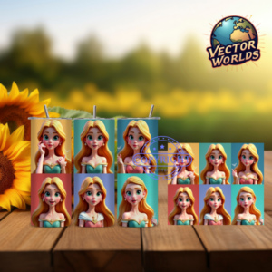 Premium 3D animation Tumbler Wrap PNG – 20oz Skinny