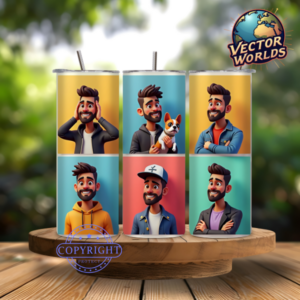 Premium 3D animation Tumbler Wrap PNG – 20oz Skinny