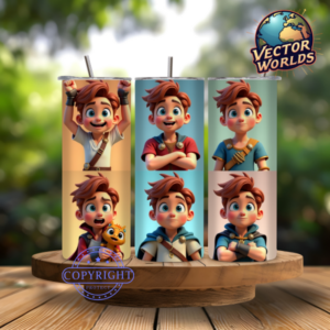 Premium 3D animation Tumbler Wrap PNG – 20oz Skinny