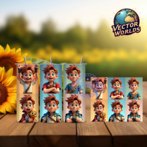 Premium 3D animation Tumbler Wrap PNG – 20oz Skinny