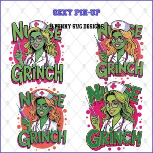 NURSE GRINCH Collection – 4 Premium SVG for Sublimation & Print