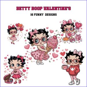 Betty Boop Valentines Collection – 16 Premium SVG for Sublimation & Print