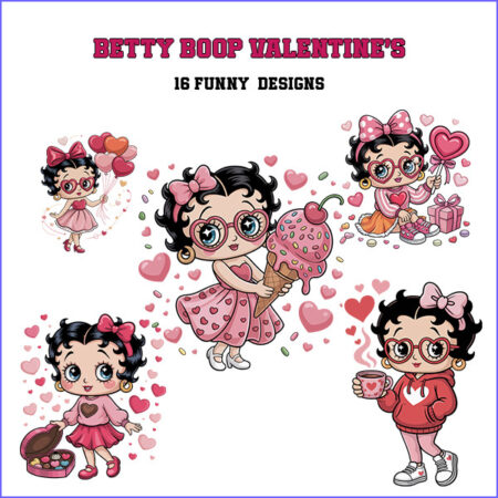 Betty Boop Valentines Collection – 16 Premium SVG for Sublimation & Print