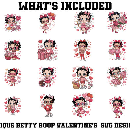 Betty Boop Valentines Collection – 16 Premium SVG for Sublimation & Print