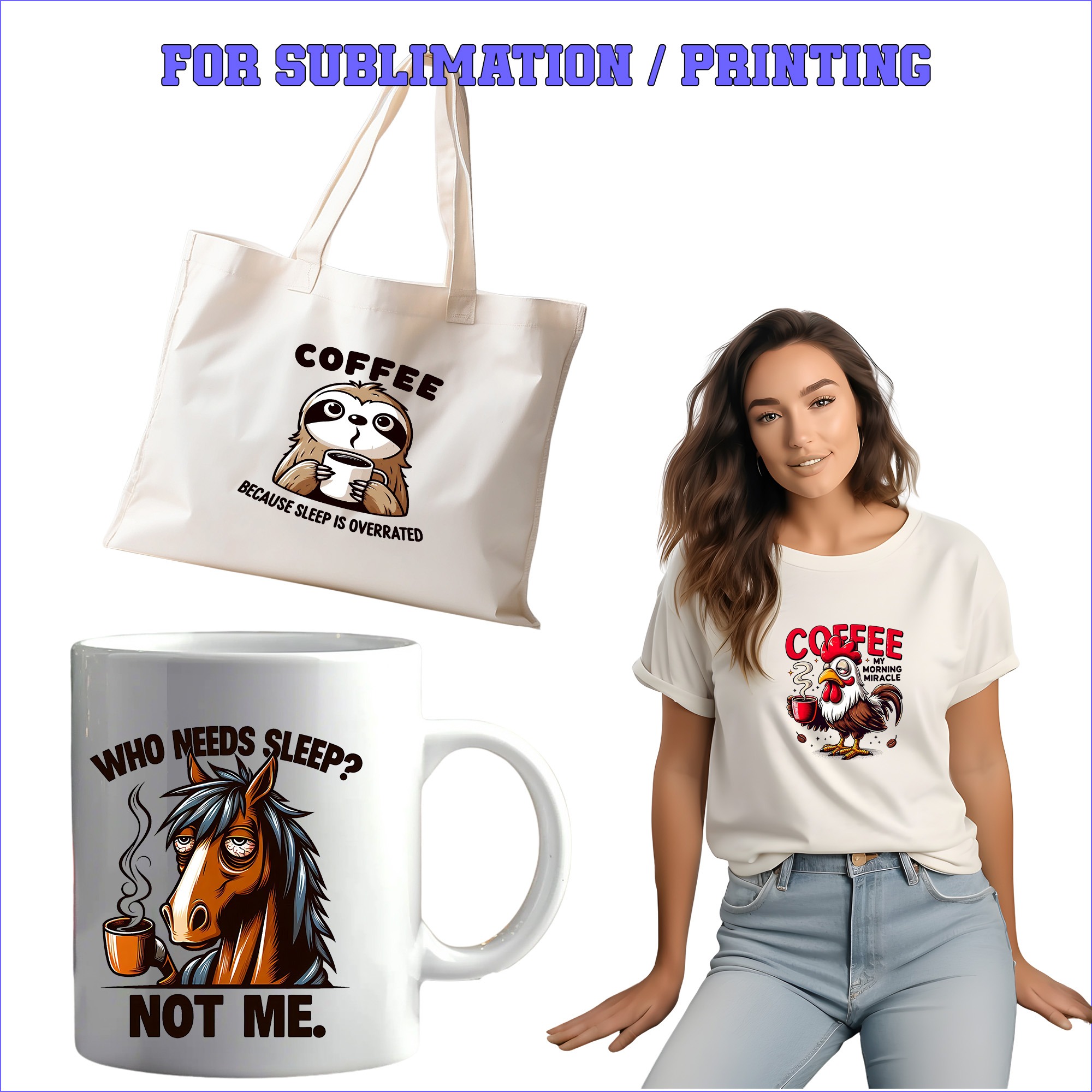Animals Love Coffee Collection – 16 Premium PNG for Sublimation & Print - Image 2
