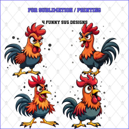 Rooster pack – 4 Premium SVG for Sublimation & Print