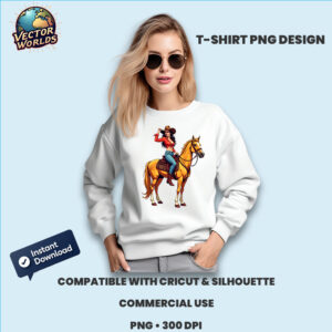 Sexy Cowgirls on Horse – PNG Design