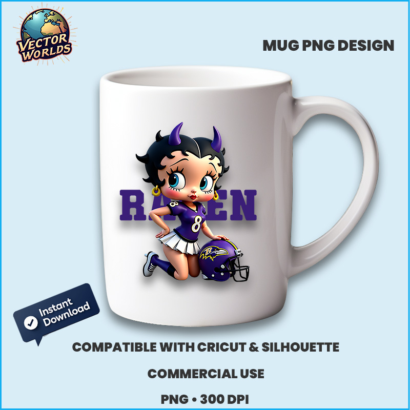 Betty Boop Baltimore Ravens - PNG Design - Image 3