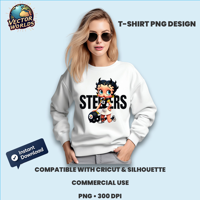 Betty Boop STEELERS - PNG Design - Image 3