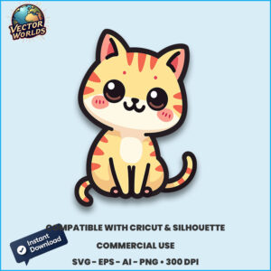 Cute kawaii cat - SVG Design