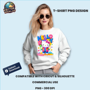 Hello Kitty splash PNG sublimation design