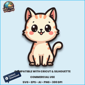 Cute kawaii cat - SVG Design