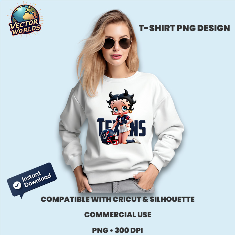 Betty Boop Houston Texans PNG sublimation design - Image 2