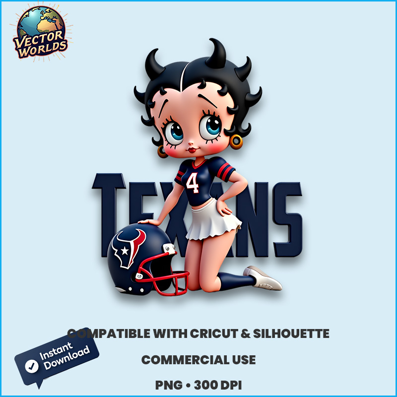 Betty Boop Houston Texans PNG sublimation design
