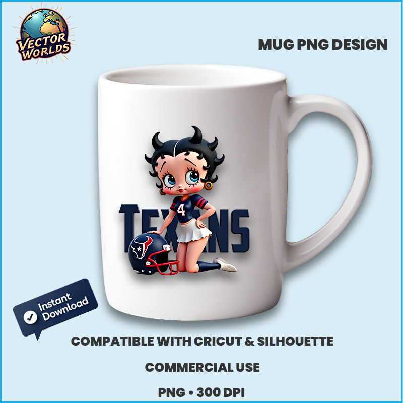 Houston Texans Betty Boop PNG for sublimation projects