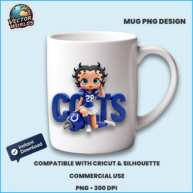 Indianapolis Colts Betty Boop PNG for sublimation projects