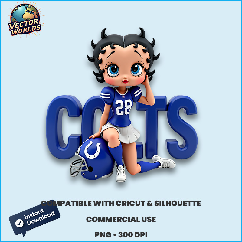 Betty Boop Indianapolis Colts PNG sublimation design
