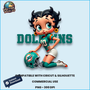 Betty Boop Miami Dolphins PNG sublimation design