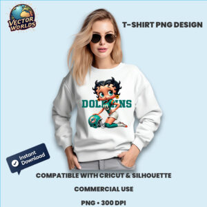 Betty Boop Miami Dolphins PNG – Premium 300 DPI