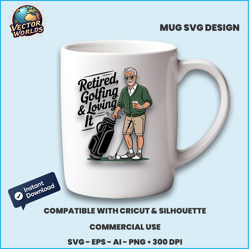 Retired, Golfing & Loving It - SVG Design - Image 3