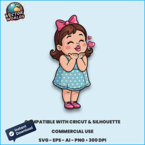 Chubby girl blowing a kiss – SVG Design